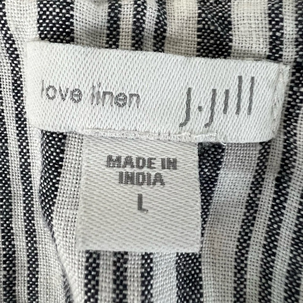 J. Jill Love Linen Striped Embroidered Boho Tunic Top with Tassels L - Picture 12 of 14